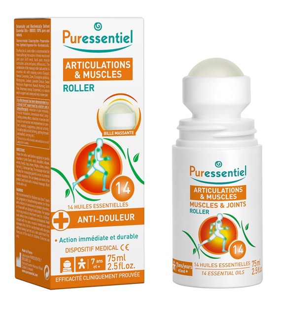 Puressentiel, Roll-on na mięśnie i stawy z 14 olejkami eterycznymi, 75 ml