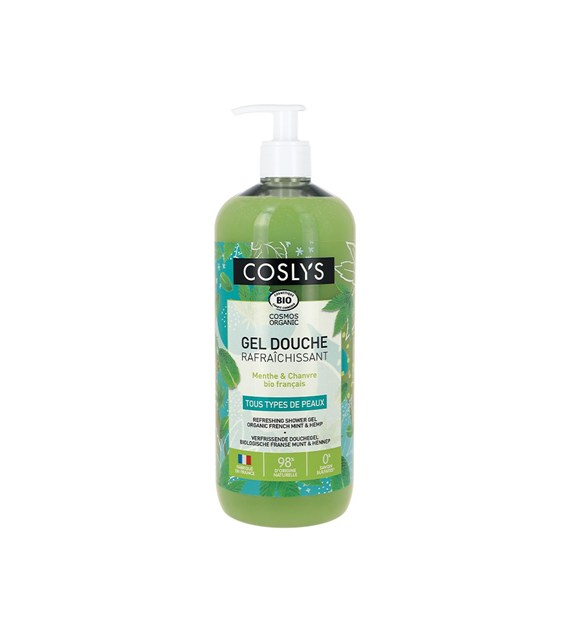 Coslys, Odświeżający żel pod prysznic, Mięta i konopie, 1 L