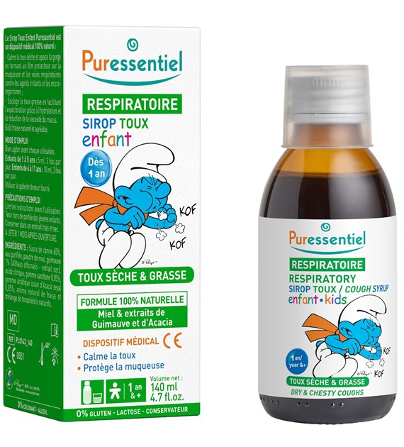 Puressentiel, Oddychanie, Syrop na kaszel dla dzieci, 140 ml