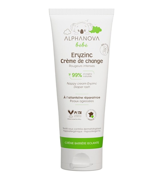 Alphanova Bebe, Naturalny krem do pupy przeciw odparzeniom, Eryzinc, 75 g