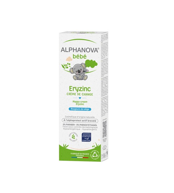 Alphanova Bebe, Naturalny krem do pupy przeciw odparzeniom, Eryzinc, 75 g