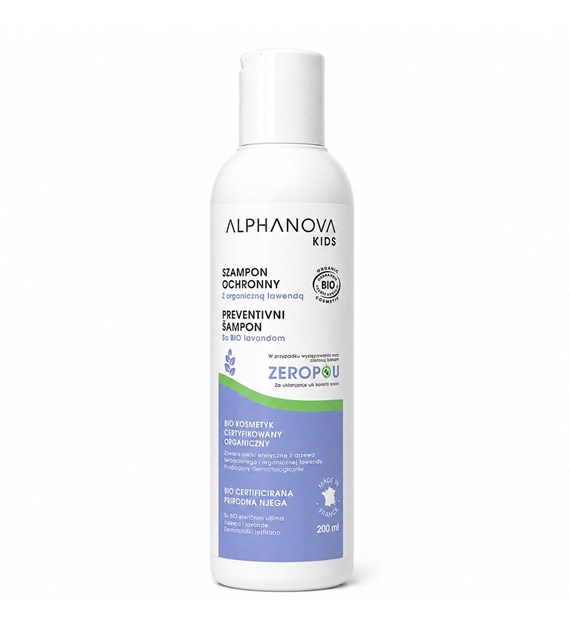 Alphanova Kids Bio, ZEROPOU, szampon lawendowy, 200 ml
