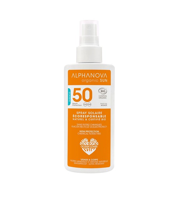 Alphanova Sun, Bio Spray Przeciwsłoneczny, filtr SPF50, 125 g