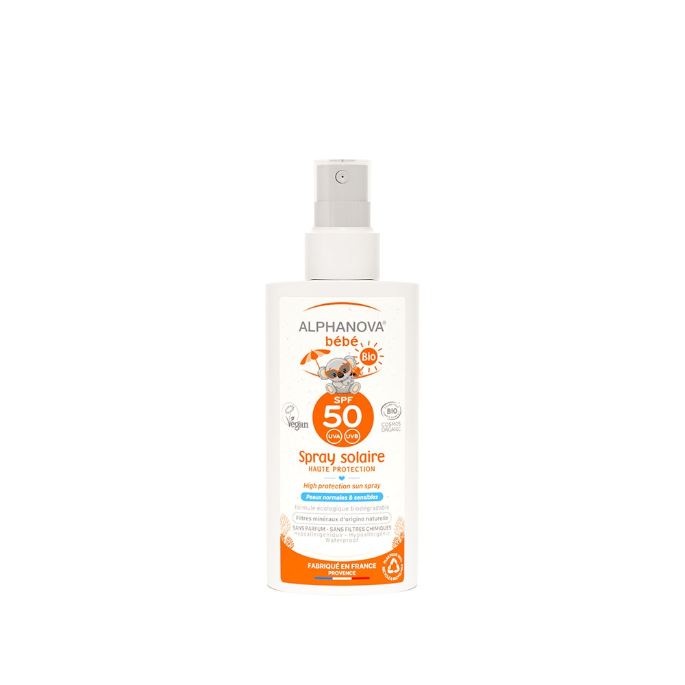 Alphanova Sun Bio, Bebe Przeciwsłoneczny Spray o wysokim filtrze SPF 50 SUN, 125ml