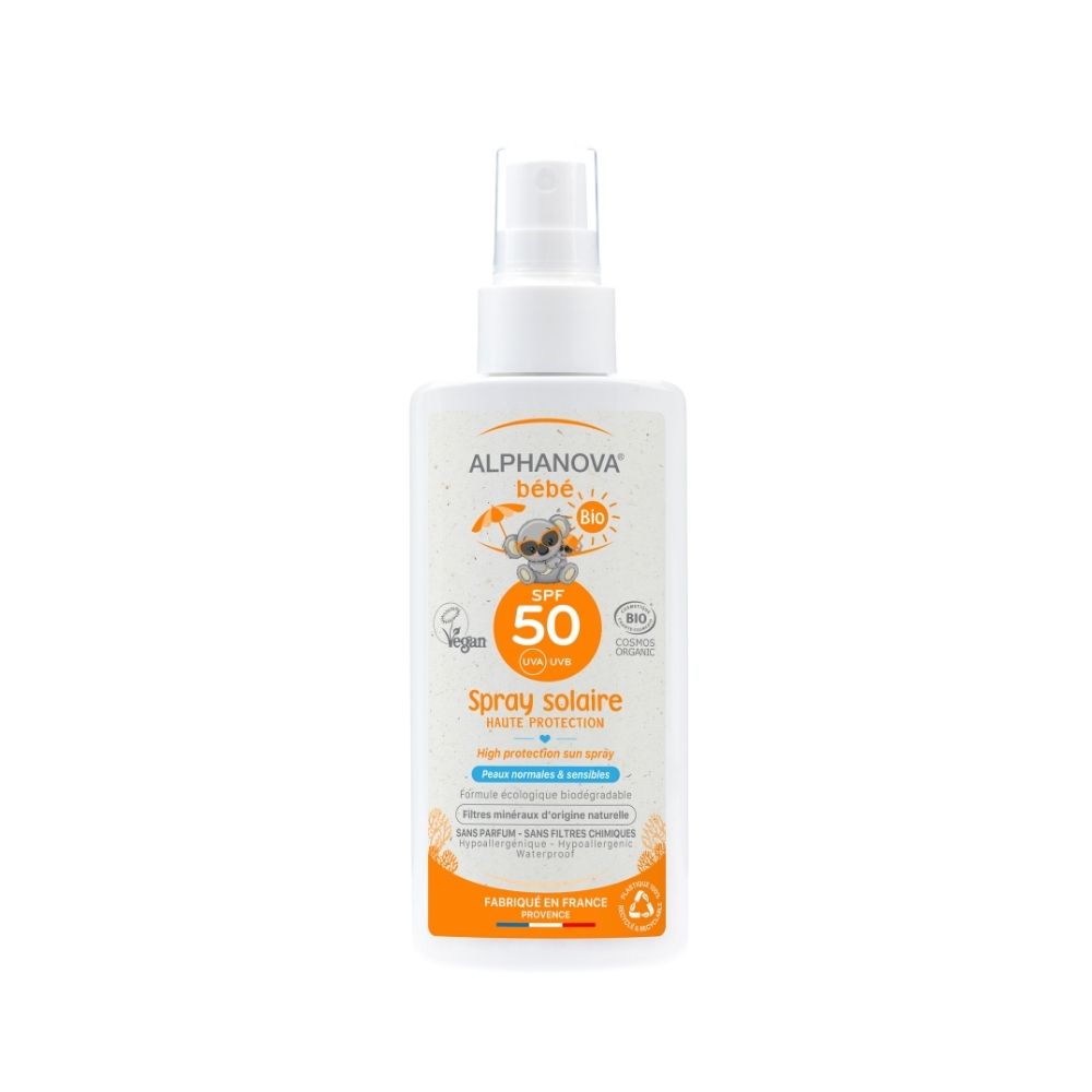 Alphanova Sun Bio, Bebe Przeciwsłoneczny Spray o wysokim filtrze SPF 50 SUN, 125ml