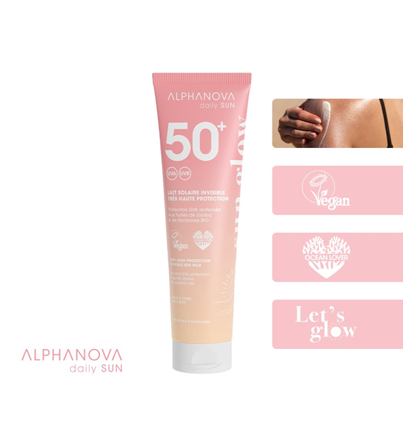 Alphanova Daily Sun, Glow, mleczko do opalania SPF50+, 150 ml