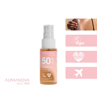 Alphanova Daily Sun, Glow, olejek do opalania SPF50, wersja podróżna, 50 ml