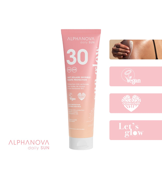 Alphanova Daily Sun, Glow, mleczko do opalania SPF30, 150 ml