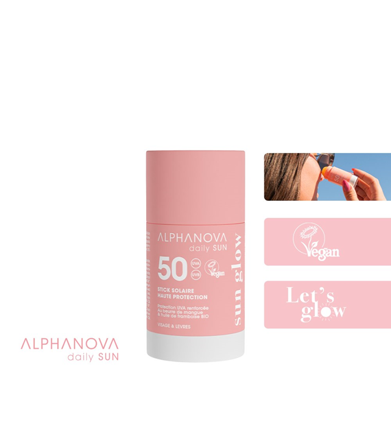 Alphanova Daily Sun, Glow, sztyft z filtrem SPF50, 17 ml