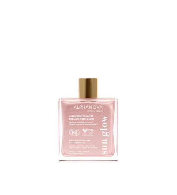 Alphanova Daily Sun, Bio Suchy Olejek z Drobinkami Pink Glow, Podkreślający Opaleniznę, 50 ml