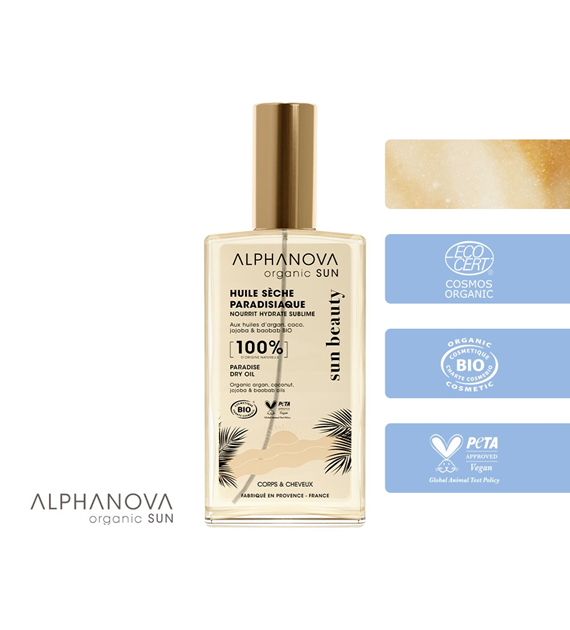 Alphanova Sun Beauty, Bio Suchy Olejek z Rajską Nutą Monoi, 100 ml