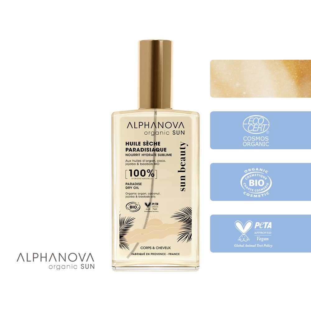 Alphanova Sun Beauty, Bio Suchy Olejek z Rajską Nutą Monoi, 100 ml