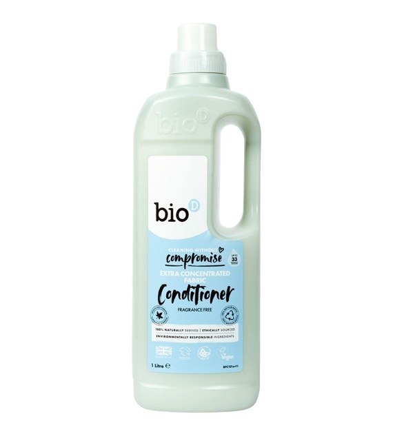 Bio-D, Hipoalergiczny i skoncentrowany płyn do płukania tkanin, Bezzapachowy, 1 L