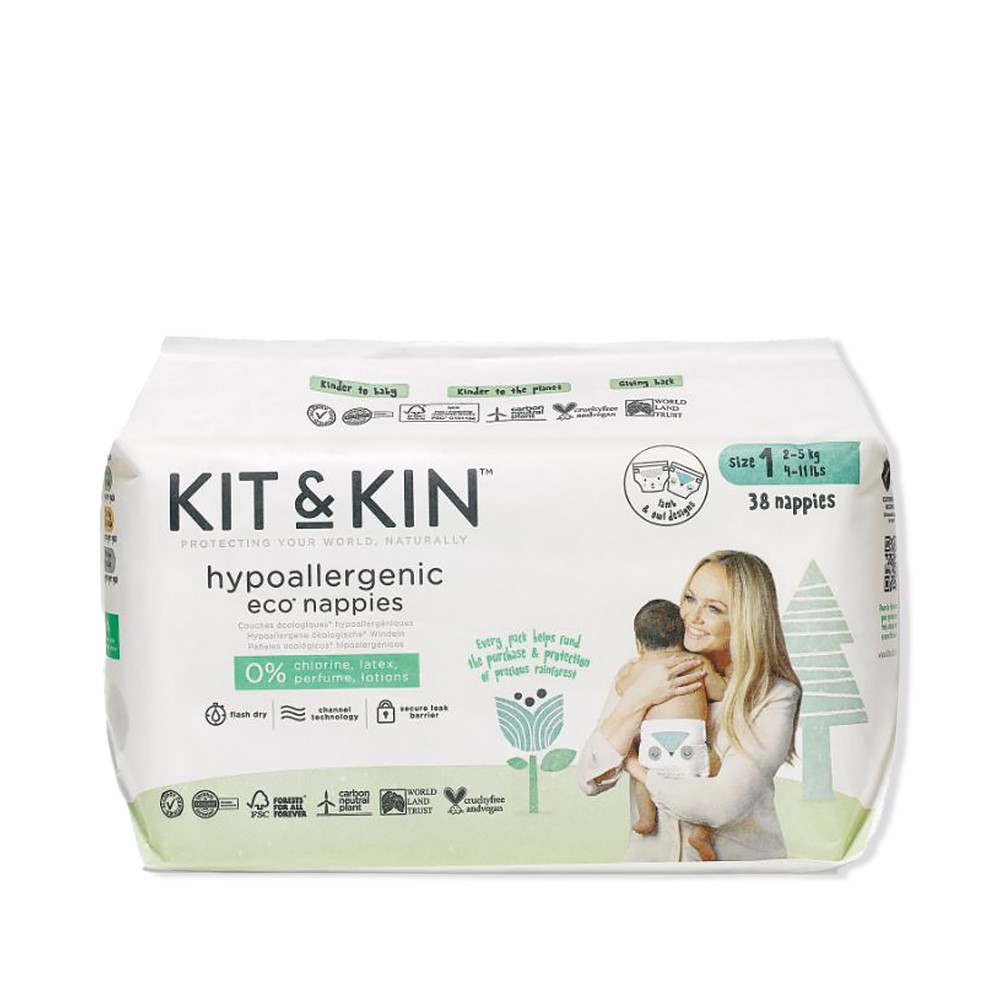 Kit and Kin, Pieluszki Jednorazowe 1 Mini (2-5kg), Ship/Owl, 38 szt.