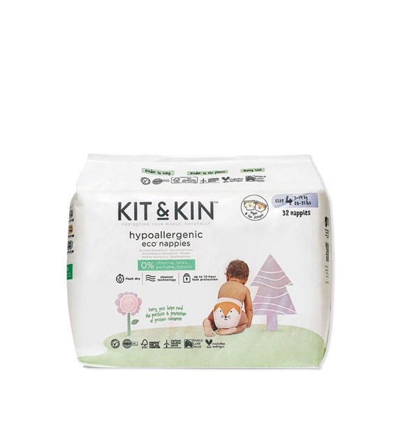 Kit & Kin, Pieluszki Jednorazowe 4 Maxi Plus (9-14 kg), Lisek/Tygrysek, 32 szt..