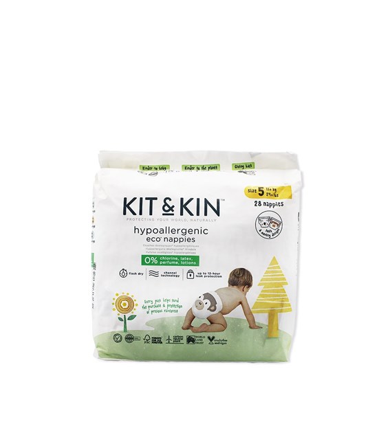 Kit & Kin, Pieluszki Jednorazowe 5 Junior (11 kg+), Koala/Małpka, 28 szt.