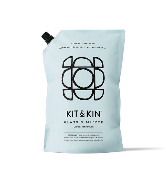 Kit & Kin, Naturalny Płyn do mycia szyb i luster, o zapachu grejpfruta - REFILL, 1L