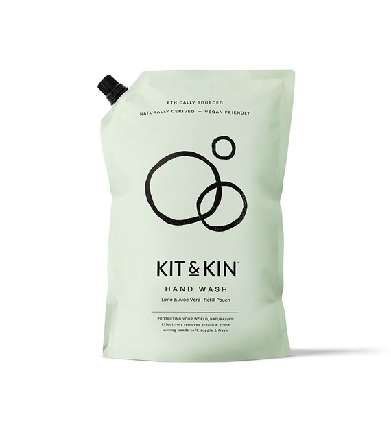 Kit & Kin, Naturalne Mydło do rąk w płynie, o zapachu limonki i aloesu - REFILL, 1L