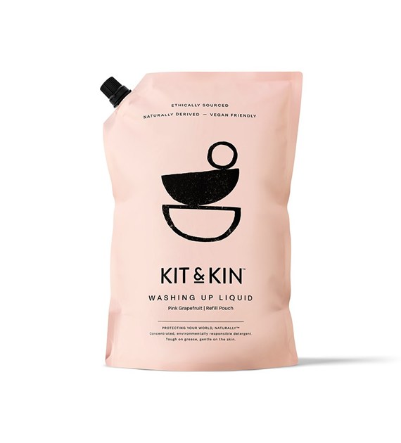 Kit & Kin, Naturalny Płyn do mycia naczyń, o zapachu grejpfruta - REFILL, 1L