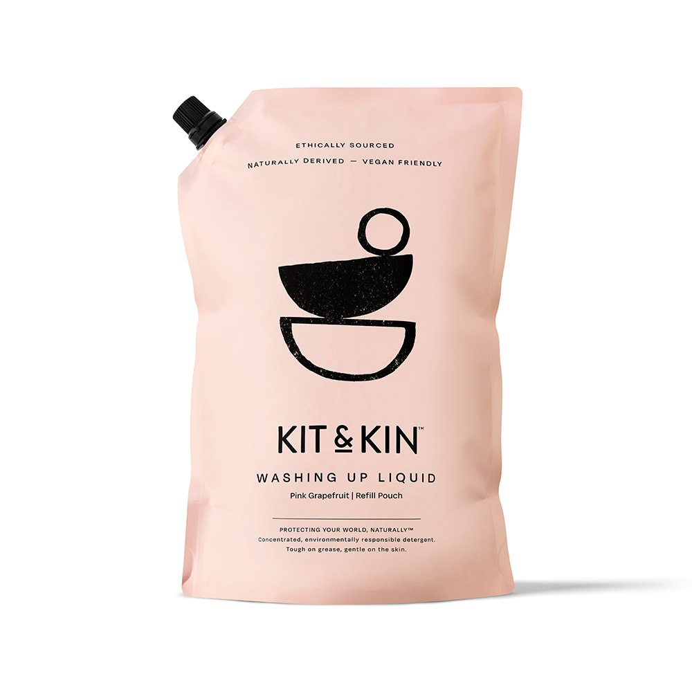 Kit & Kin, Naturalny Płyn do mycia naczyń, o zapachu grejpfruta - REFILL, 1L