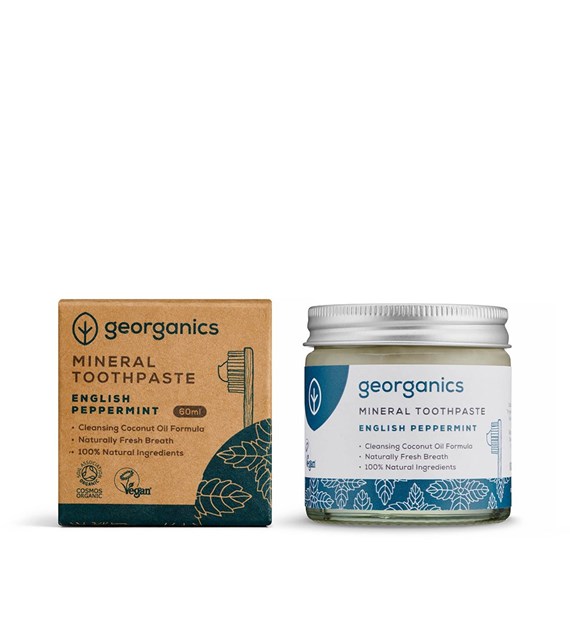 Georganics, Mineralna pasta do zębów w słoiku, English Peppermint, 60 ml