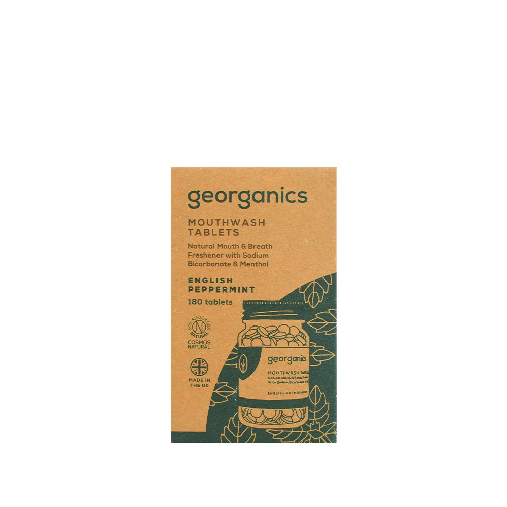 Georganics, Naturalne tabletki do płukania jamy ustnej, English Peppermint, 180 tabletek