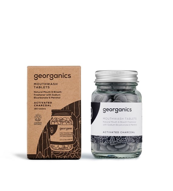 Georganics, Naturalne tabletki do płukania jamy ustnej, Activated Charcoal, 180 tabletek