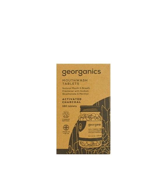 Georganics, Naturalne tabletki do płukania jamy ustnej, Activated Charcoal, 180 tabletek