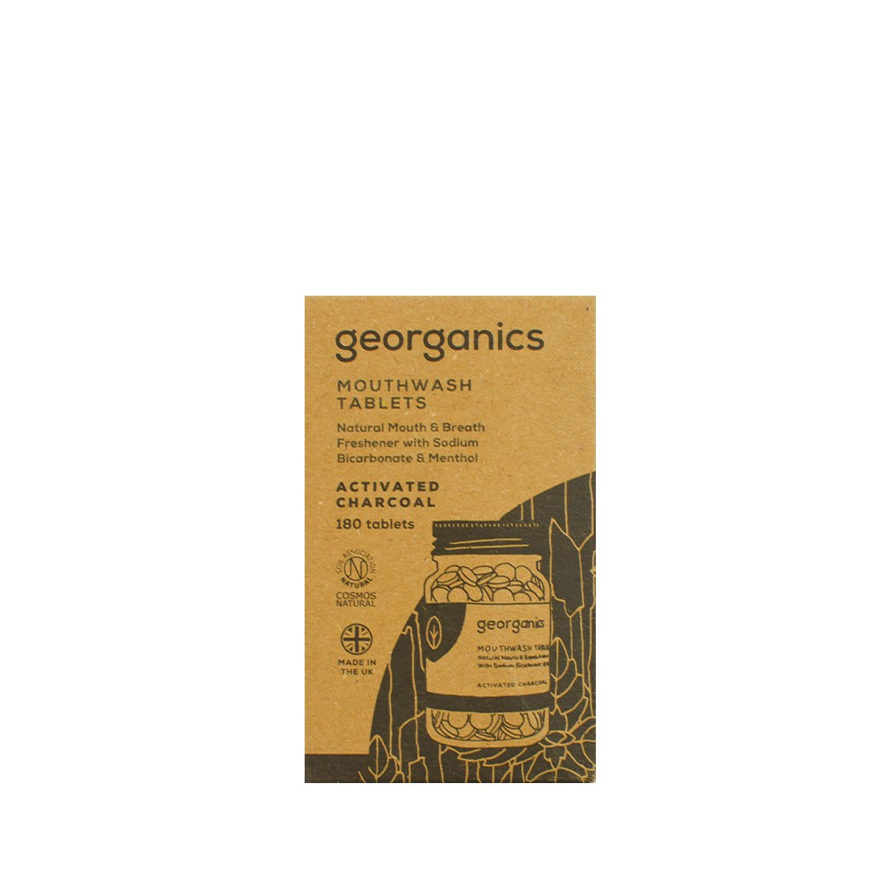 Georganics, Naturalne tabletki do płukania jamy ustnej, Activated Charcoal, 180 tabletek