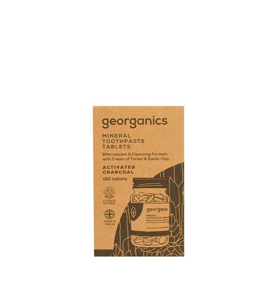 Georganics, Naturalne tabletki do mycia zębów, Activated Charcoal, 120 tabletek