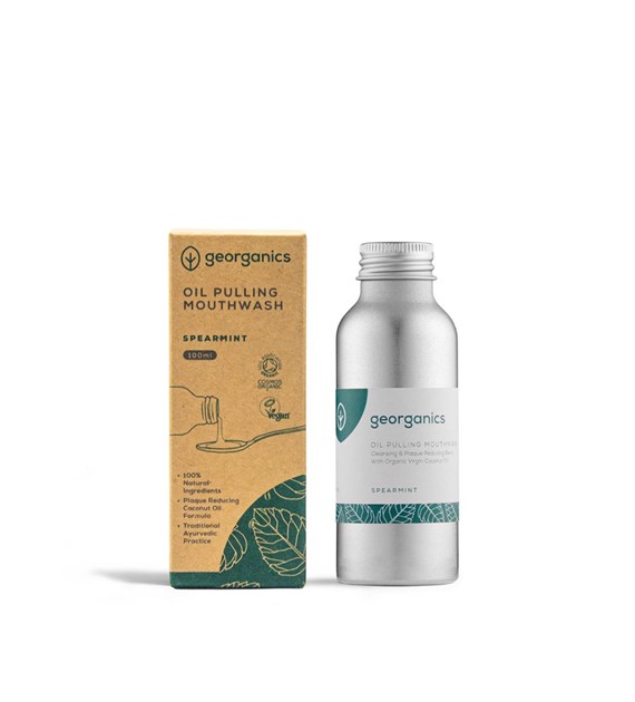 Georganics, Olej do płukania jamy ustnej, z naturalnym składem, do codziennej pielęgnacji, smak zielonej mięty, 100 ml