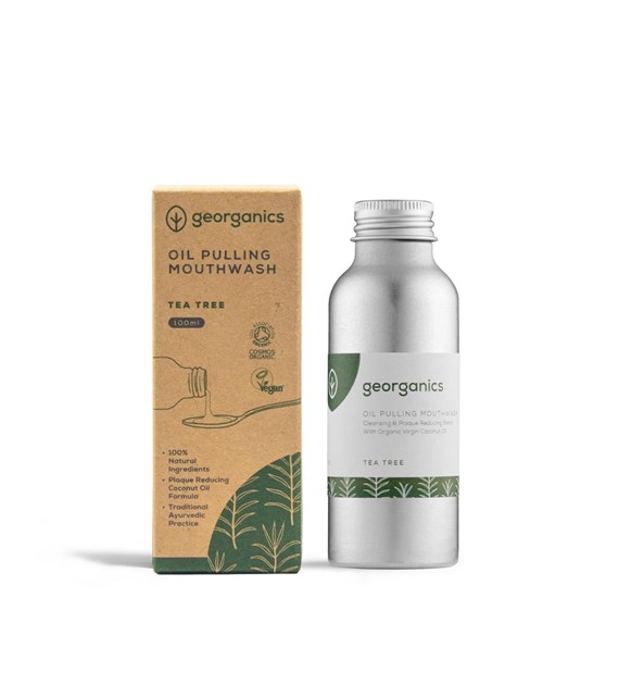 Georganics, Olej do płukania jamy ustnej, z naturalnym składem, do codziennej pielęgnacji, smak drzewa herbacianego, 100 ml