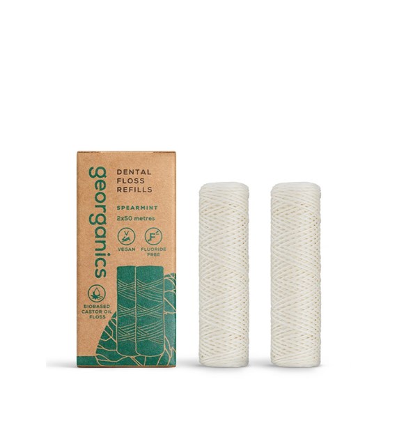 Georganics, REFILL, Naturalna nić dentystyczna, Spearmint, 100 m (2x50 m)