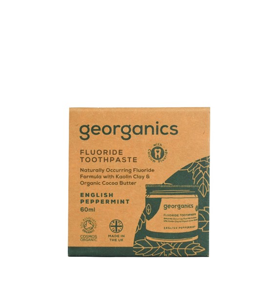 Georganics, Organiczna pasta do zębów z fluorem w słoiku, English Peppermint, 60 ml