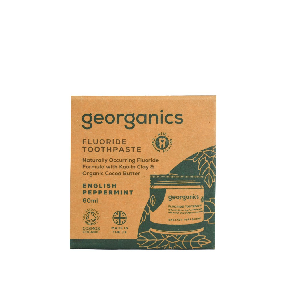 Georganics, Organiczna pasta do zębów z fluorem w słoiku, English Peppermint, 60 ml