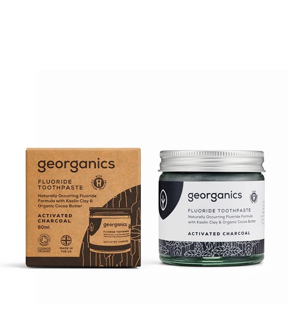 Georganics, Organiczna pasta do zębów z fluorem w słoiku, Activated Charcoal, 60 ml