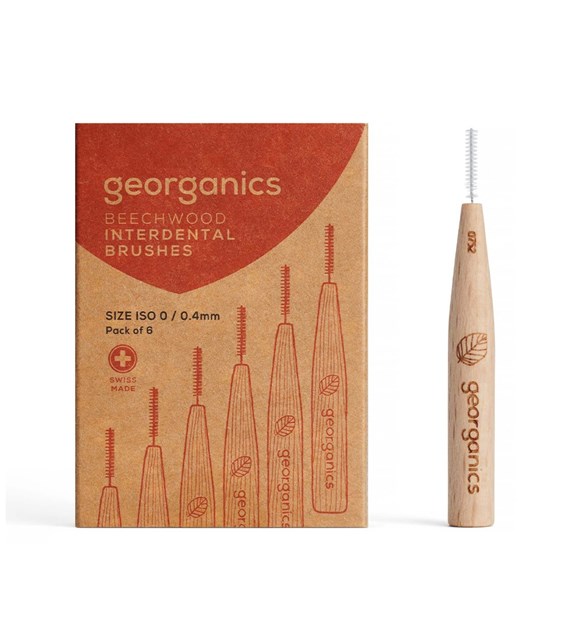 Georganics, Szczoteczka międzyzębowa z drewna bukowego, do wąskich przestrzeni (0,4 mm) 6 szt.