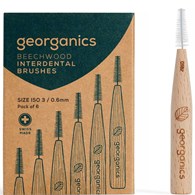 Georganics, Szczoteczka międzyzębowa z drewna bukowego, do codziennej pielęgnacji,  0,6 mm, 6 szt.