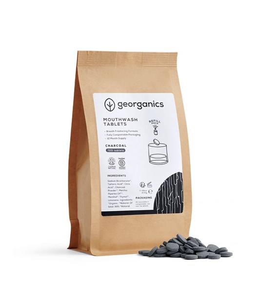 Georganics, Naturalne tabletki do płukania jamy ustnej, Activated Charcoal, 720 tabletek