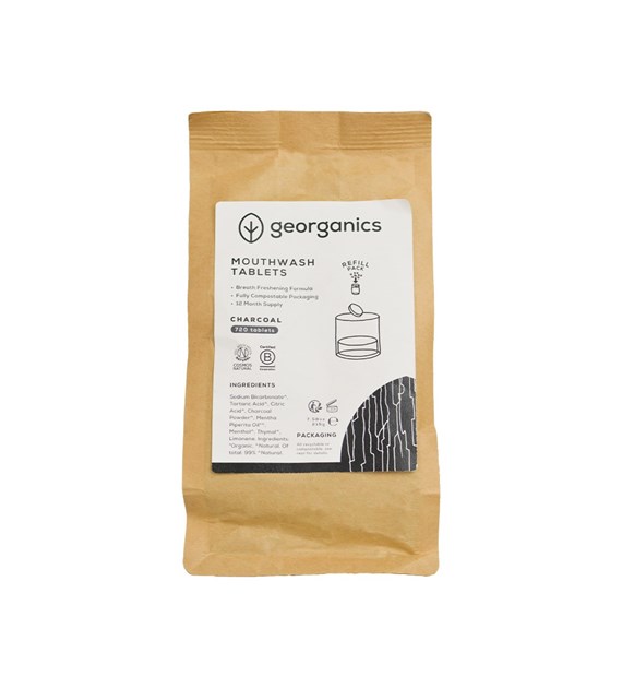 Georganics, Naturalne tabletki do płukania jamy ustnej, Activated Charcoal, 720 tabletek