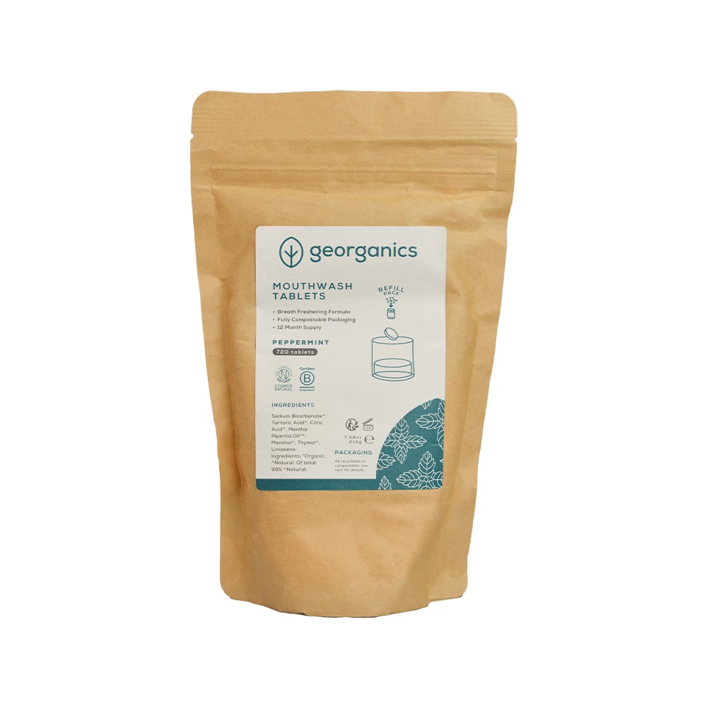 Georganics, Naturalne tabletki do płukania jamy ustnej, English Peppermint, 720 tabletek