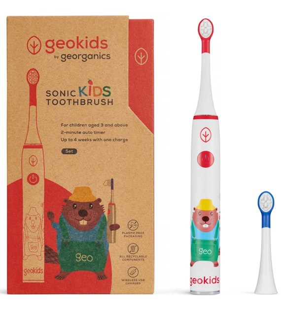 Georganics, GeoKids, Zestaw Elektrycznej Szczoteczki Sonicznej dla Dzieci, 3+