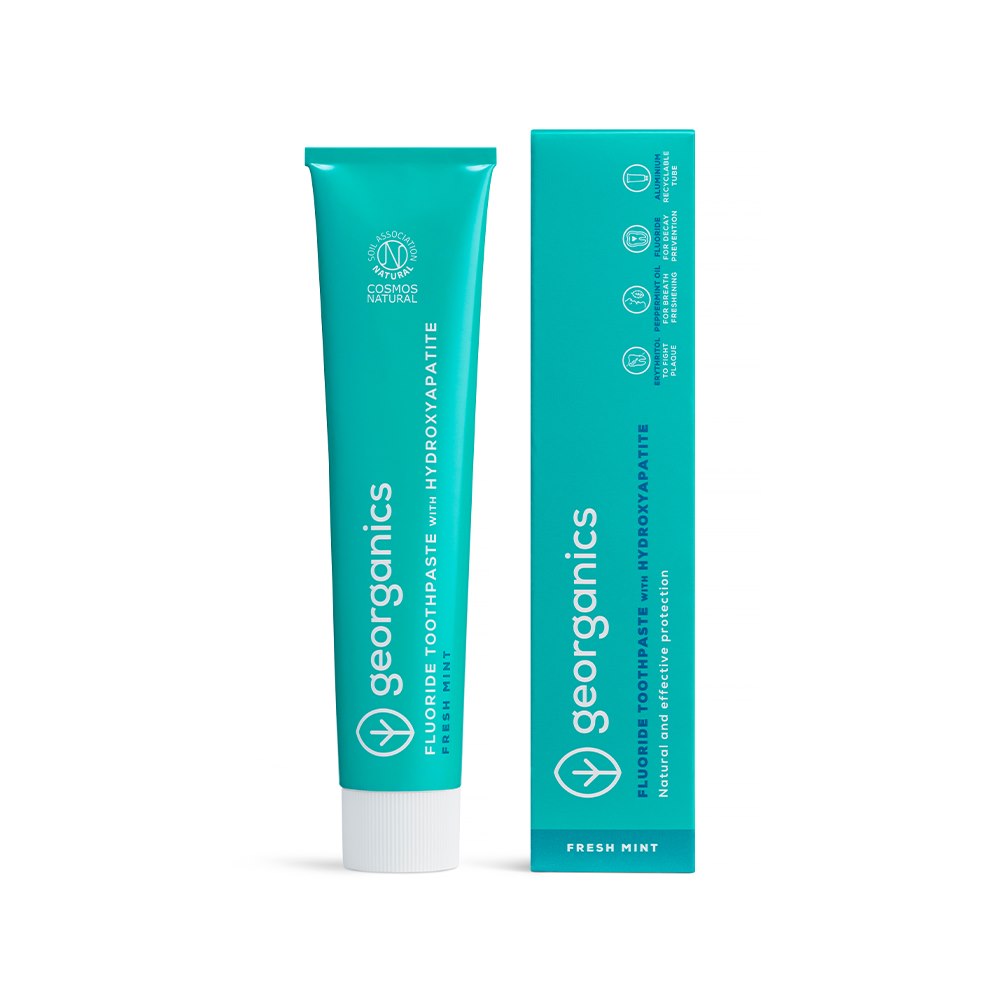 Georganics, Naturalna pasta remineralizująca do zębów z hydroksyapatytem, na świeży oddech, Fresh Mint, 75 ml