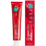 Georganics, GeoKids, Naturalna pasta do zębów dla dzieci, z Hydroksyapatytem, bez fluoru, Smak truskawkowy, 6m+, 75 ml