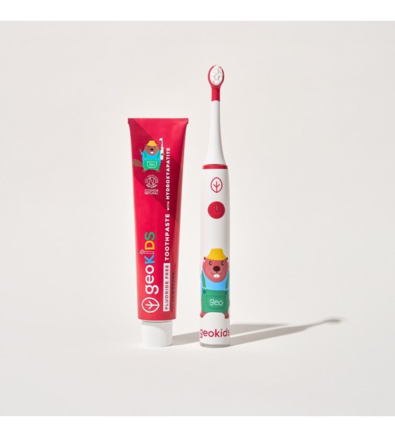 Georganics, GeoKids, Naturalna pasta do zębów dla dzieci, z Hydroksyapatytem, bez fluoru, Smak truskawkowy, 6m+, 75 ml