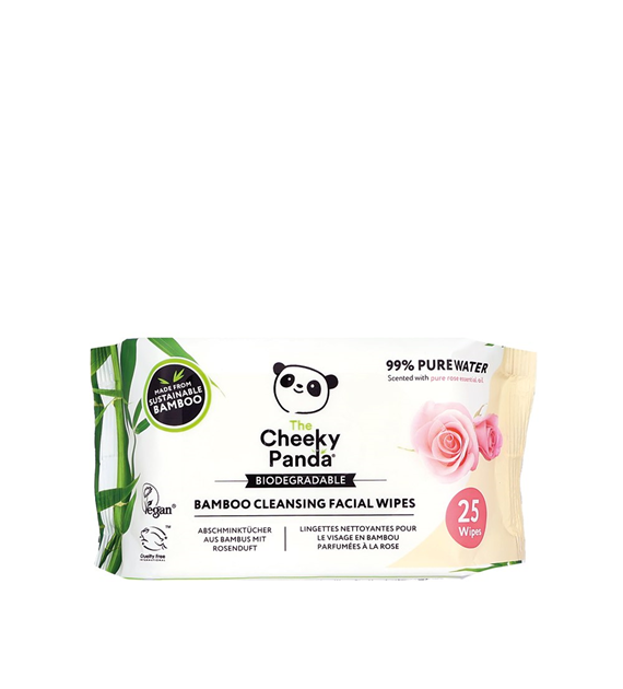 Cheeky Panda, Chusteczki do demakijazu o zapachu rózy, 25szt