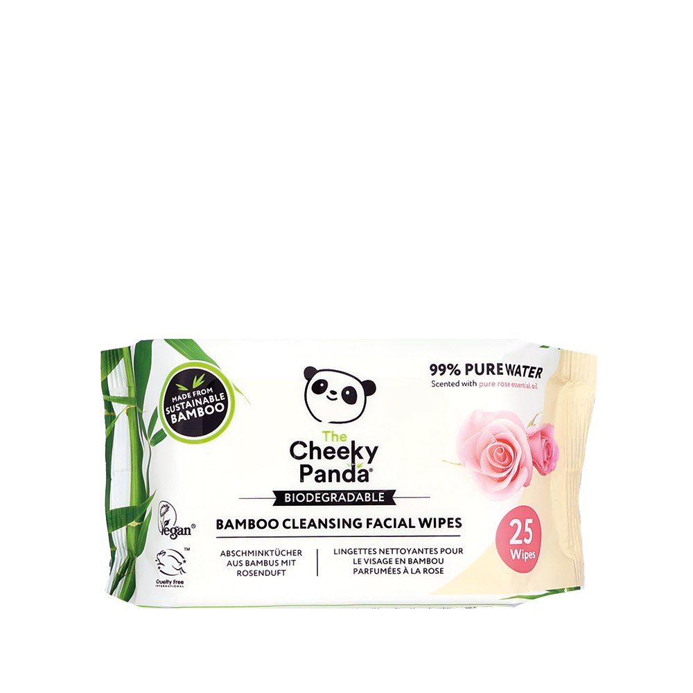 Cheeky Panda, Chusteczki do demakijazu o zapachu rózy, 25szt