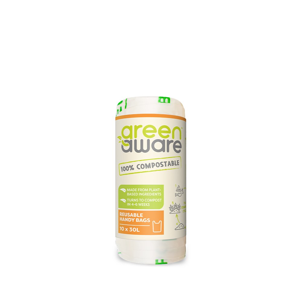 GreenAware, Kompostowalne reklamówki wielokrotnego użytku 30 L, 10 szt.