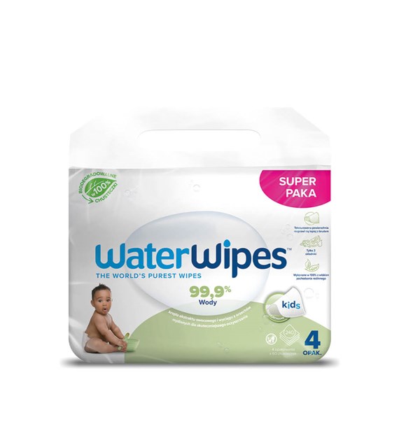 WaterWipes Soapberry BIO, Chusteczki nawilżane dla dzieci 240 szt. (4 op. po 60 szt.)