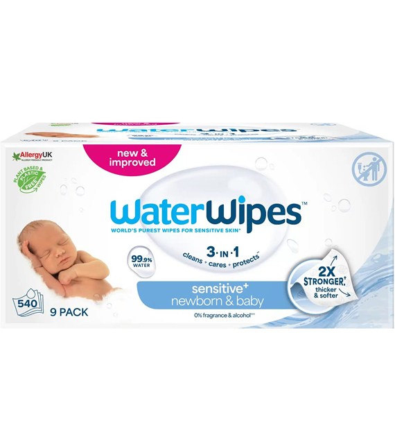 WaterWipes BIO, Chusteczki nawilżane dla dzieci 540 szt. (9 op. po 60 szt.)